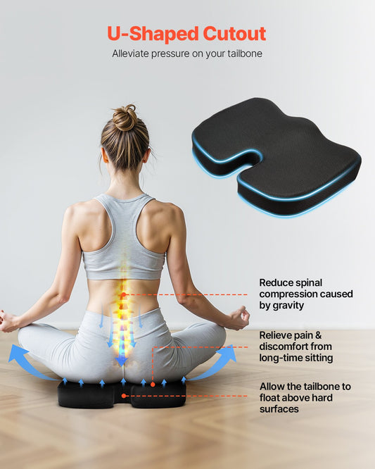 Cooling Gel & Memory Foam Seat Cushion – U-Shaped Pressure Relief Pad for Office, Car, Wheelchair & Travel